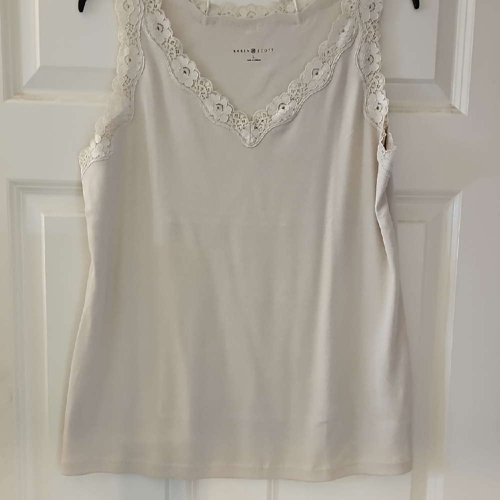 Karen Scott White Embellished Sleeveless Camisole